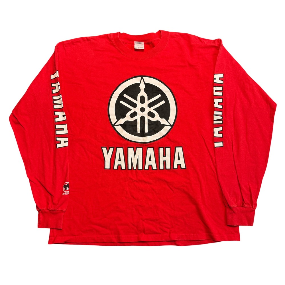 Vintage Yamaha Long Sleeve T-Shirt Red Mens XL